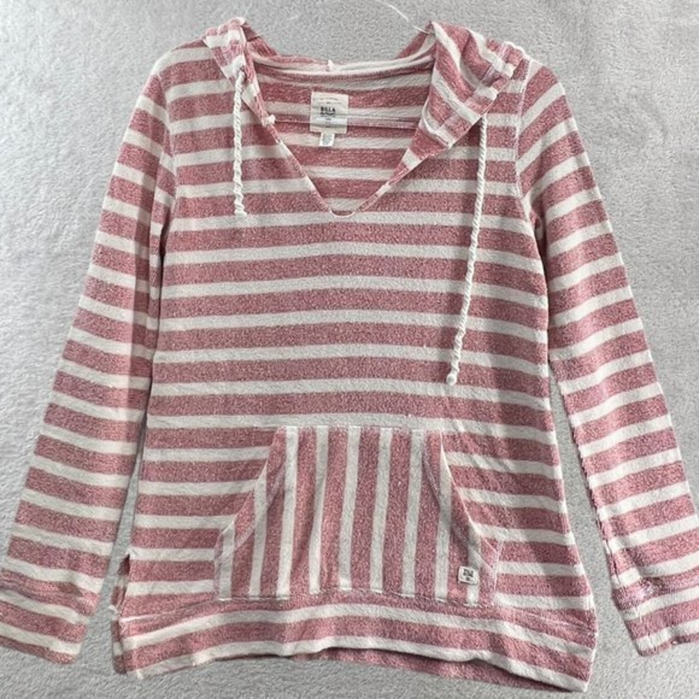 BILLABONG Hoodie Womens Small Baja‎ Striped Beach Terry Knit Sweatshirt